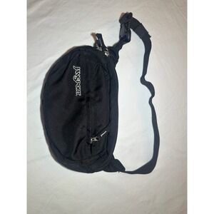 Jansport Black Fanny Pack Hip Waist Bag Hiking Outdoor‎ Double Pocket Vintage